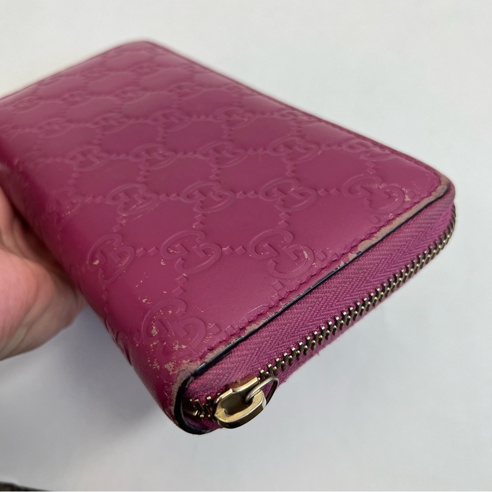 GUCCI Guccissima Signature Bowy Zip Around Wallet Peonia Flower - Picture 9 of 16